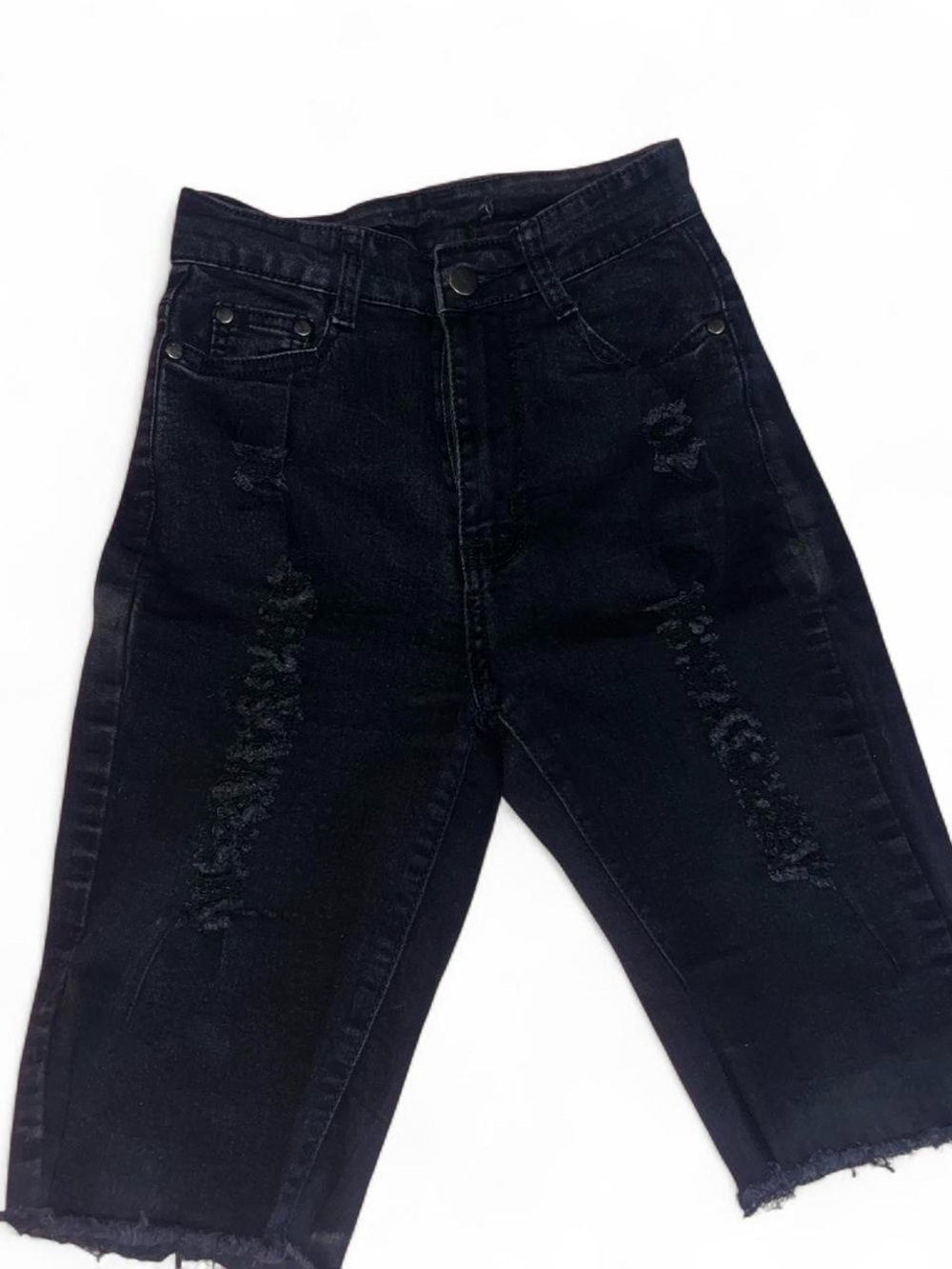 black distressed cut-off shorts